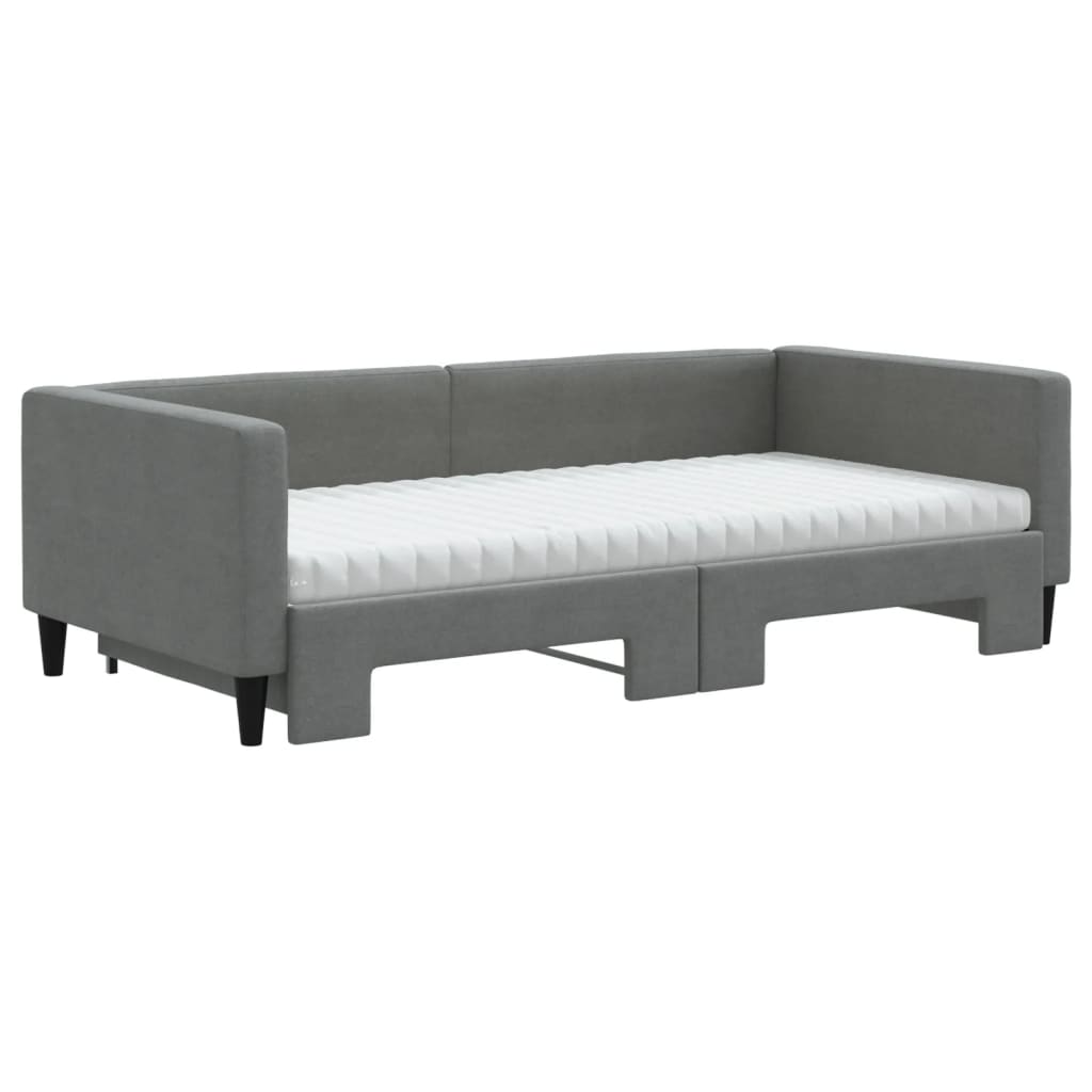 Sofá-cama c/ gavetão/colchões 100x200cm tecido cinzento-escuro