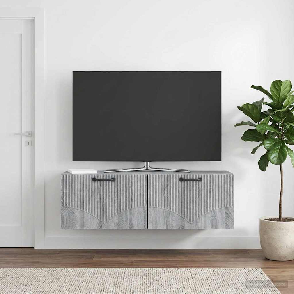 Gabinete de TV de parede sonoma cinzento 98 x 31 x 30 cm