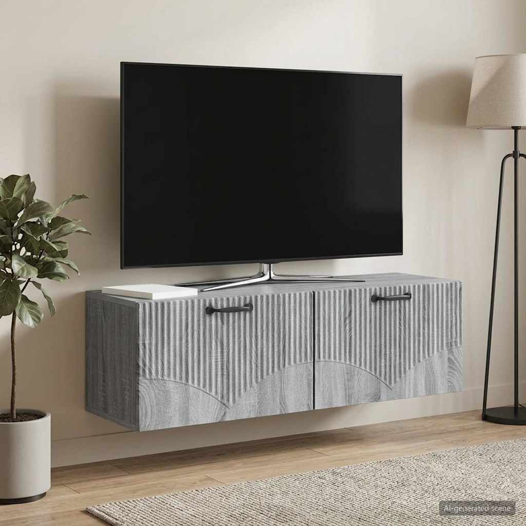 Gabinete de TV de parede sonoma cinzento 98 x 31 x 30 cm