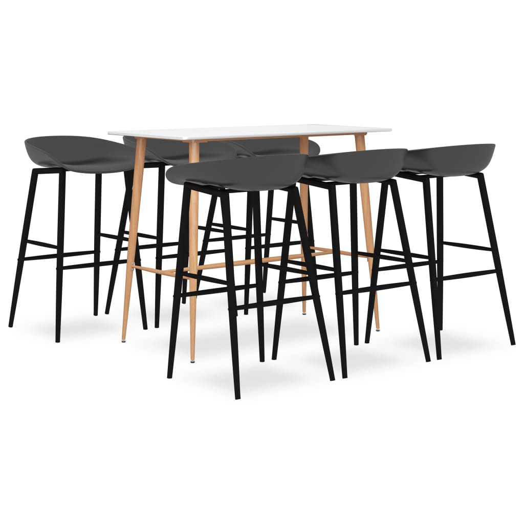 7 Pcs conjunto de bar branco e cinzento