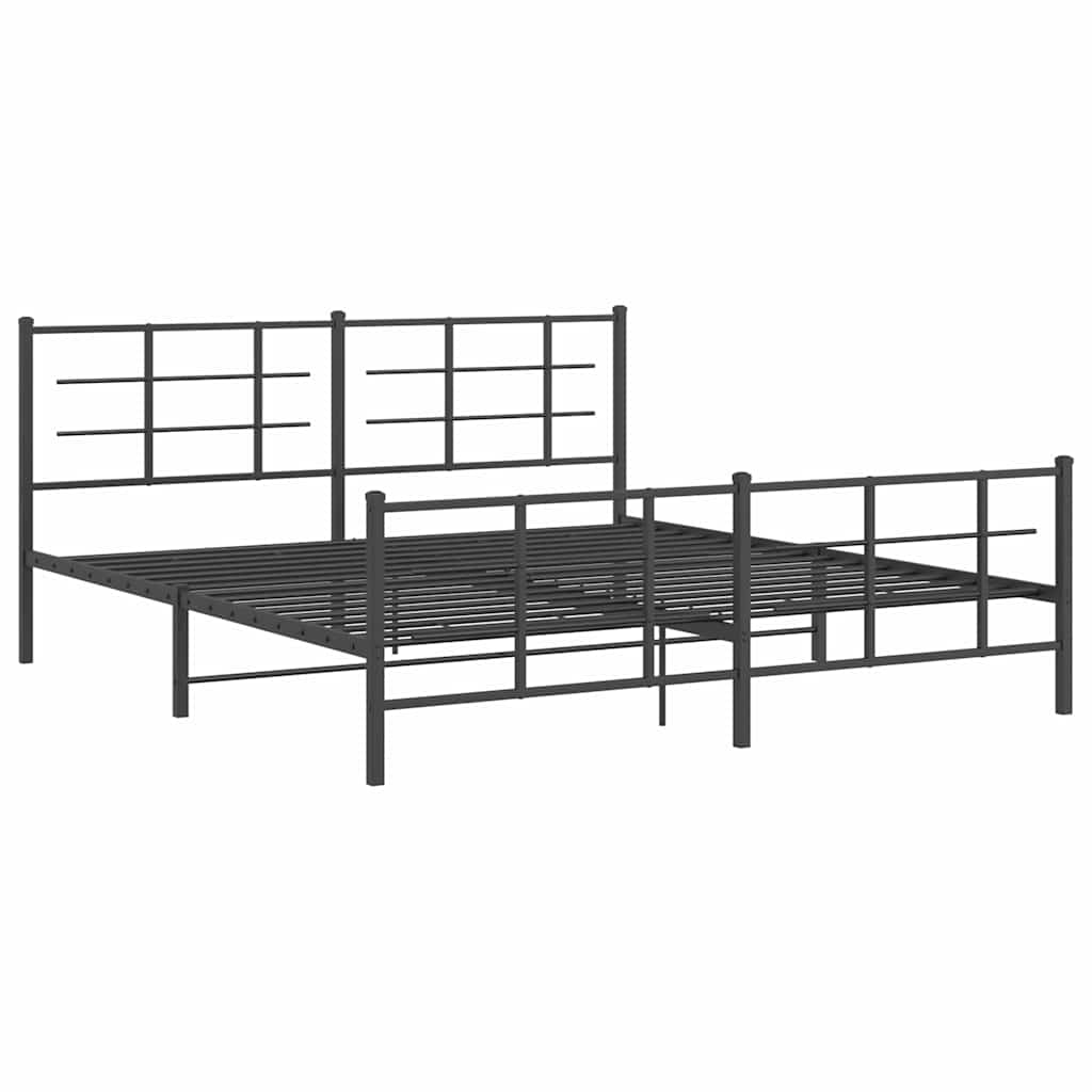 Estrutura de cama com cabeceira e pés 183x213 cm metal preto