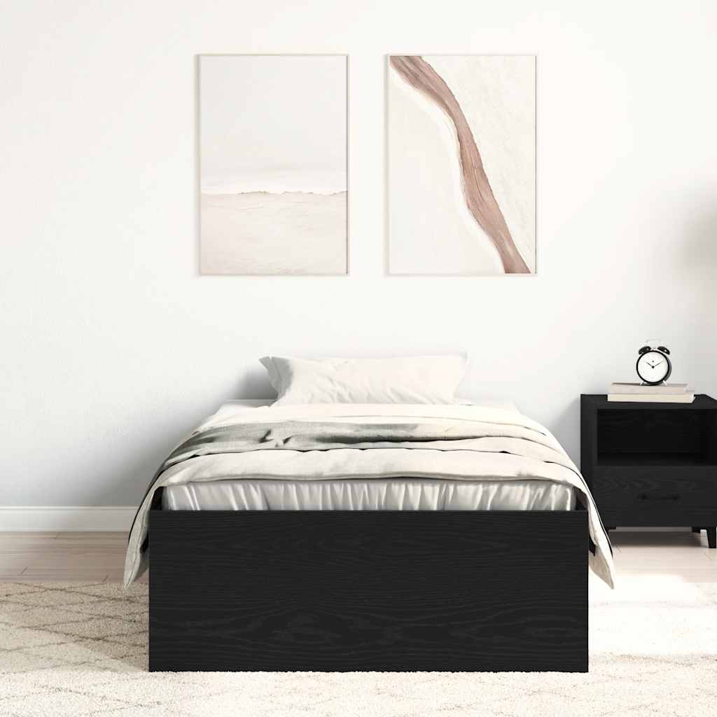 Estrutura de cama sem colchão, carvalho preto, 75x190 cm, madeira engenheirada