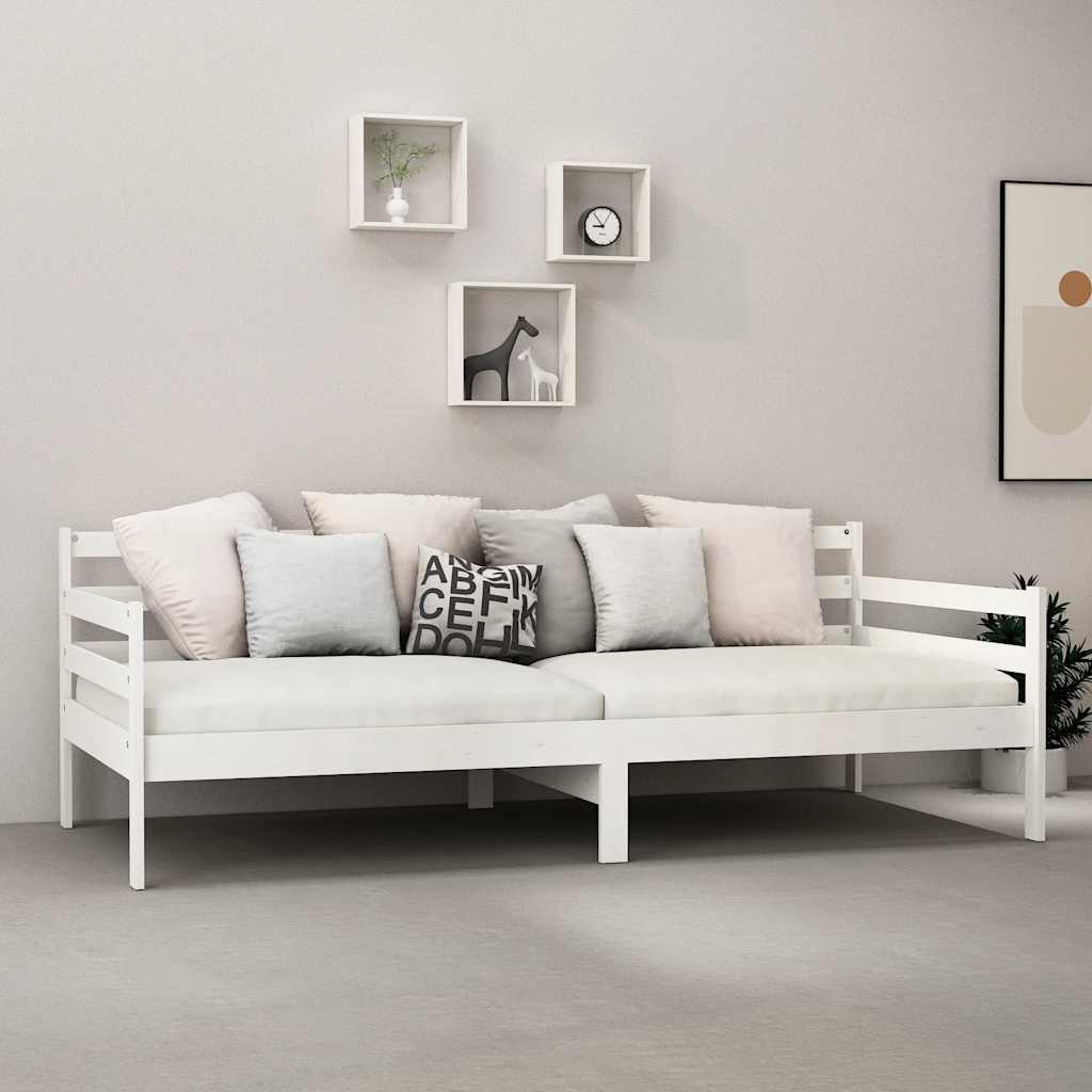 Sofá-cama 90x200 cm madeira de pinho maciça branco