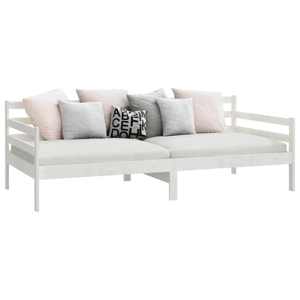 Sofá-cama 90x200 cm madeira de pinho maciça branco