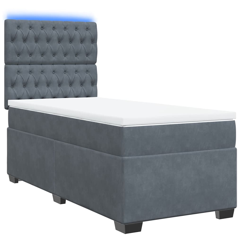 Cama com molas/colchão 100x200 cm veludo cinza-escuro