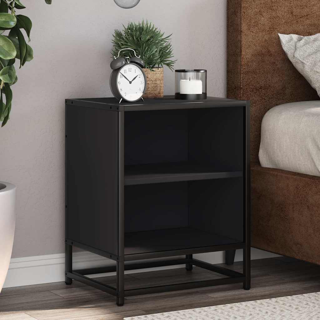 Mesa de cabeceira 40x31x50cm derivados de madeira preto e metal
