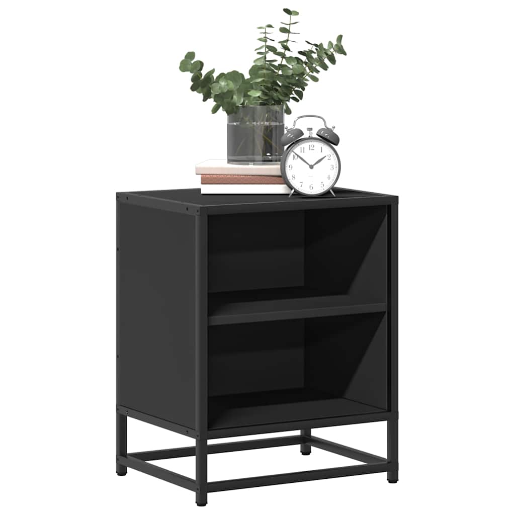 Mesa de cabeceira 40x31x50cm derivados de madeira preto e metal