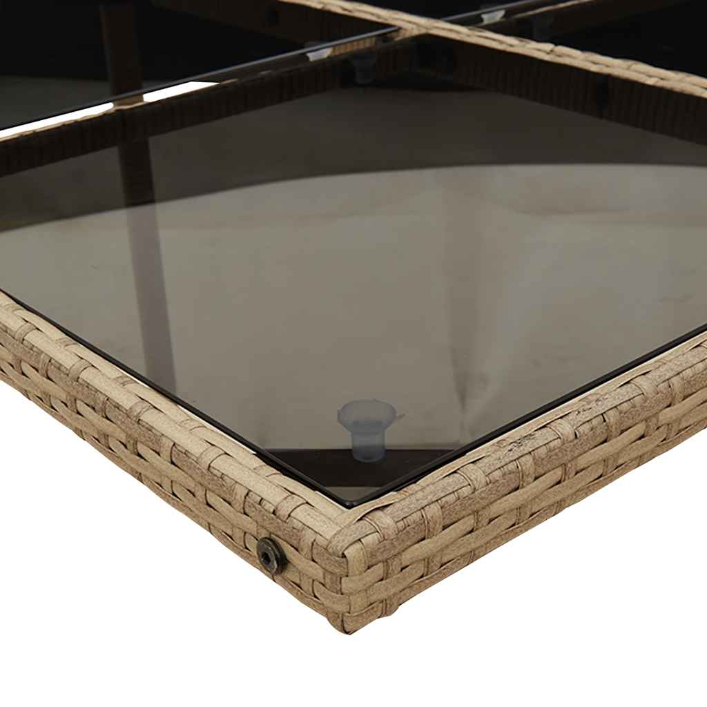 15 Pcs conjunto de jantar p/ jardim com almofadões vime PE bege