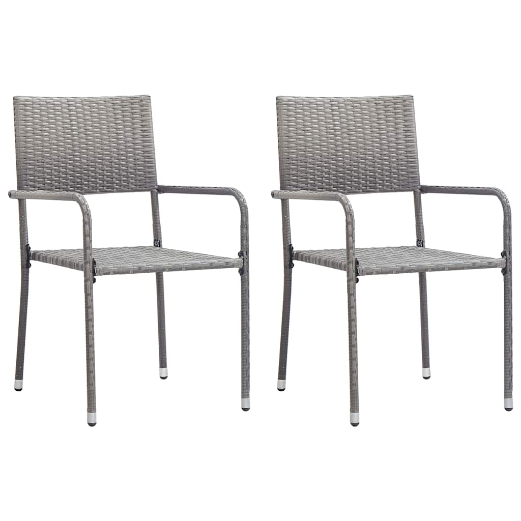3 Pcs conjunto de jantar para jardim cinzento