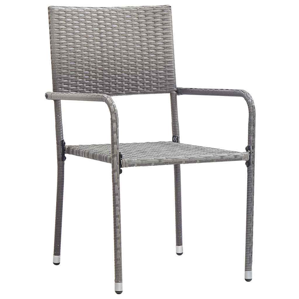 3 Pcs conjunto de jantar para jardim cinzento