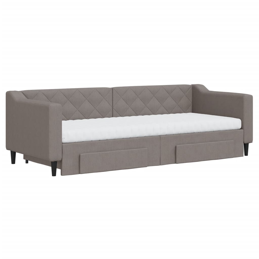 Sofá-cama c/ gavetão/gavetas 80x200 cm tecido cinza-acastanhado