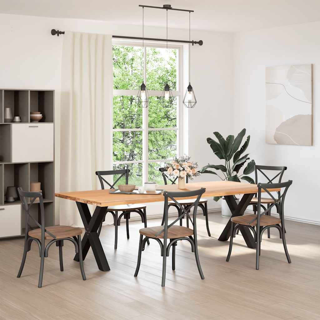 Pés para mesa de jantar em formato de x, 2 peças, preto, 70x(72-73) cm, aço