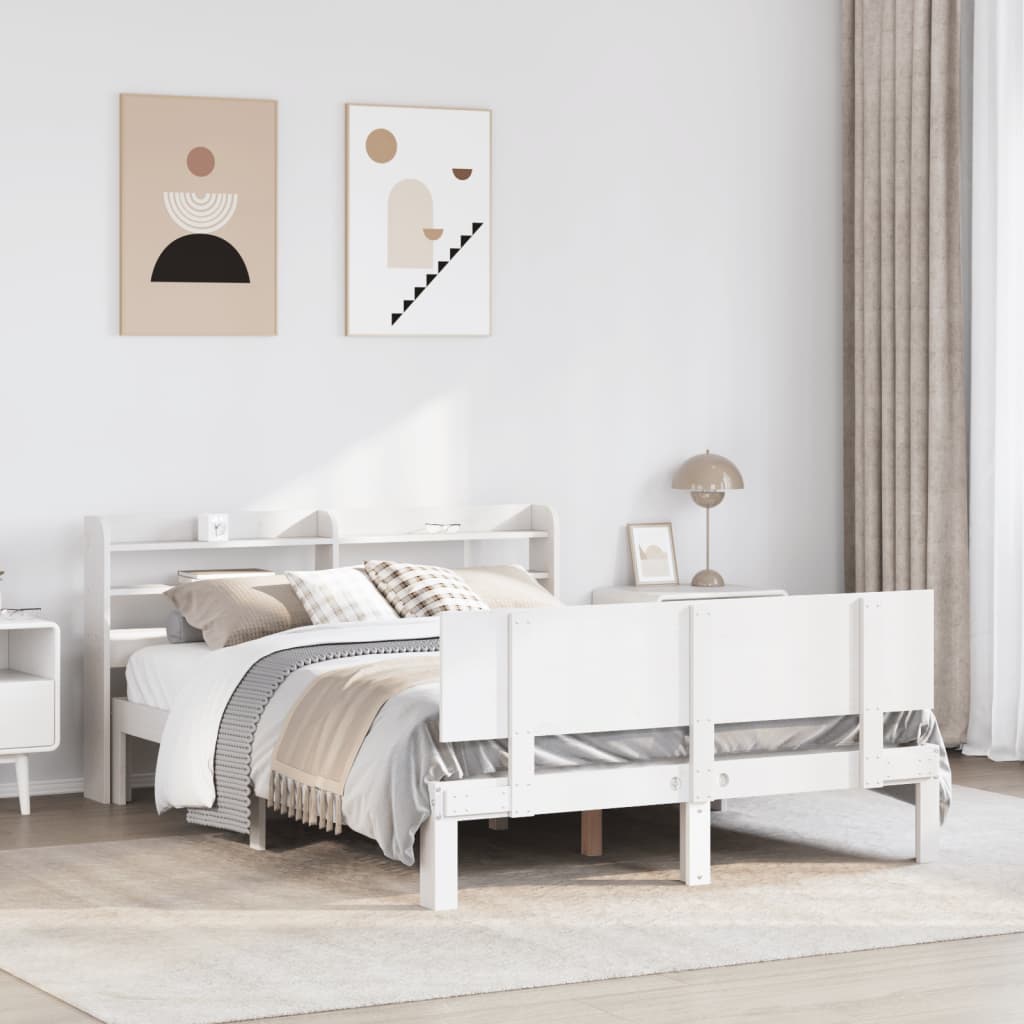 Estrutura de cama c/ cabeceira sem colchão 140x200 cm branco