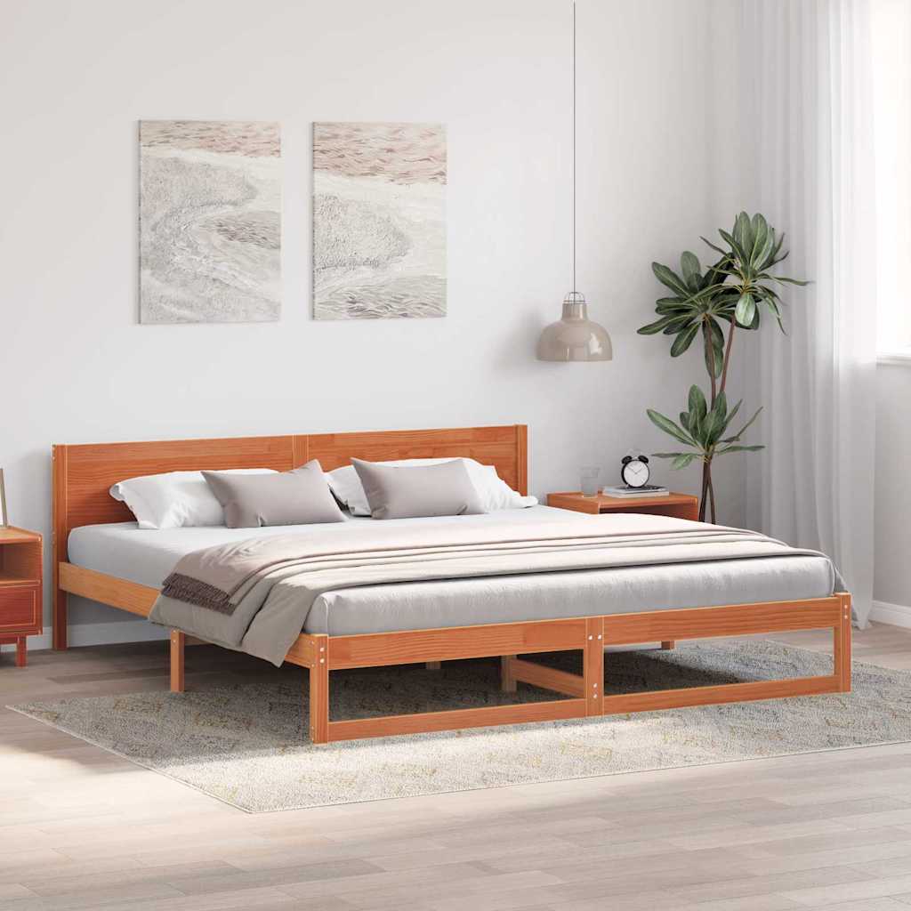 Estrutura da cama com cabeceira marrom cera 200 x 200 cm