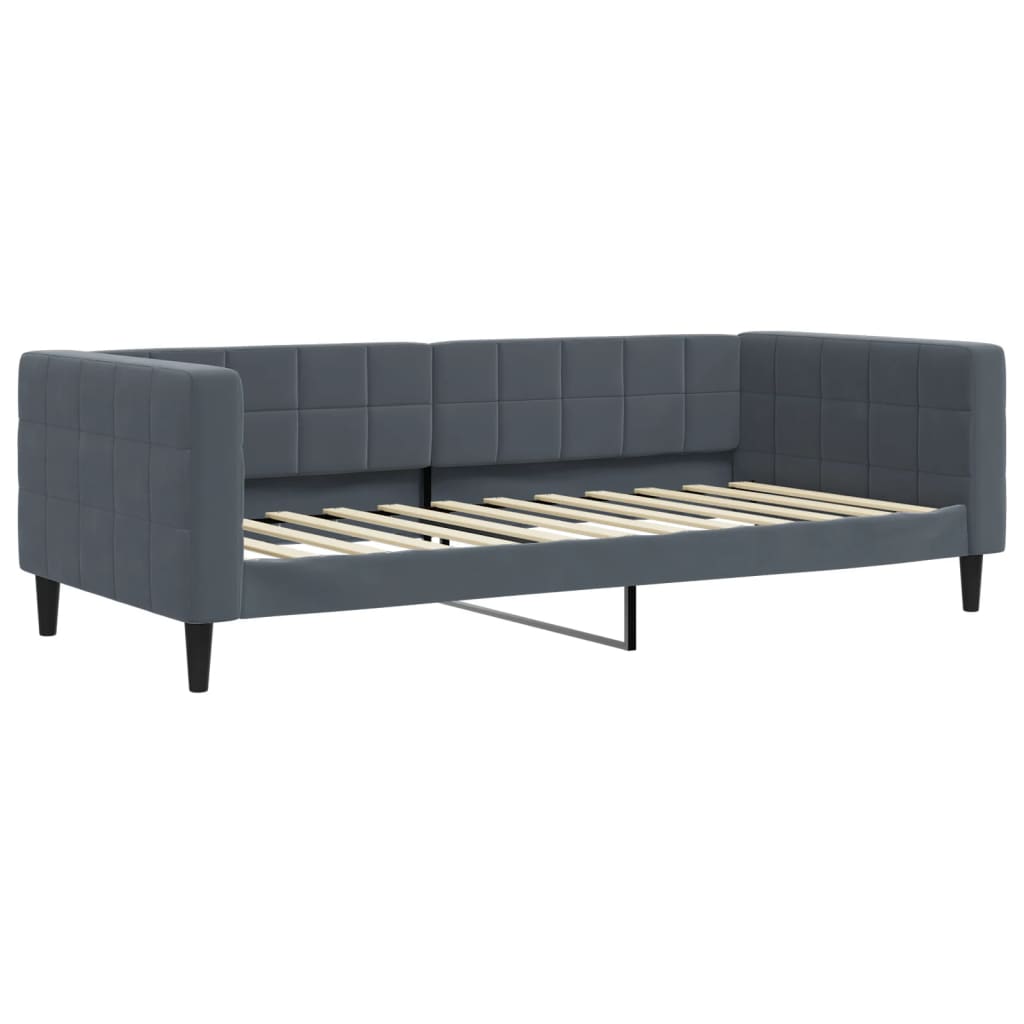 Sofá-cama c/ gavetão e gavetas 90x200 cm veludo cinzento-escuro