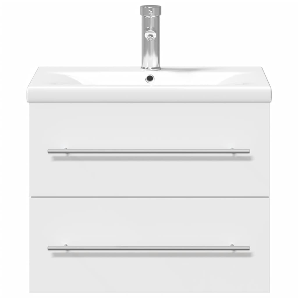 Armário de casa de banho com lavatório embutido branco