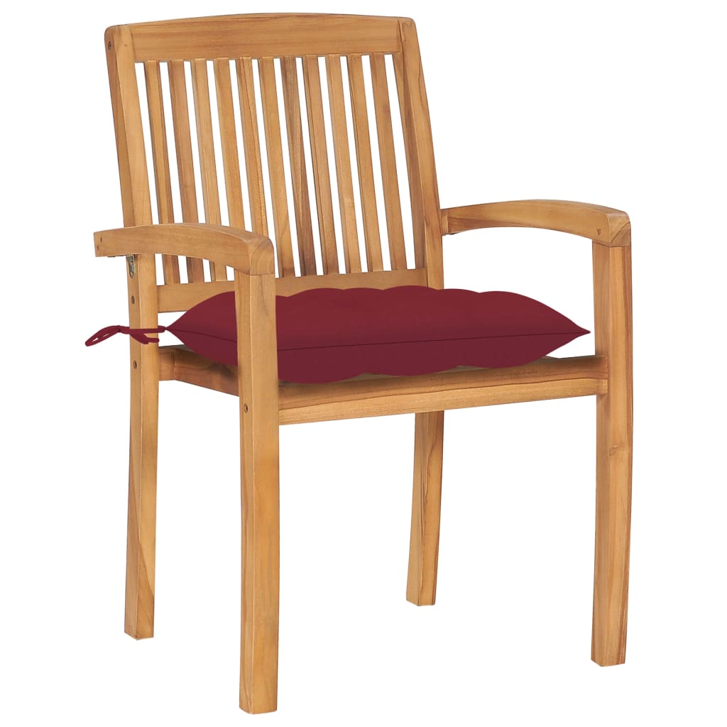Cadeiras de jardim empiháveis c/ almofadões 8 pcs teca maciça