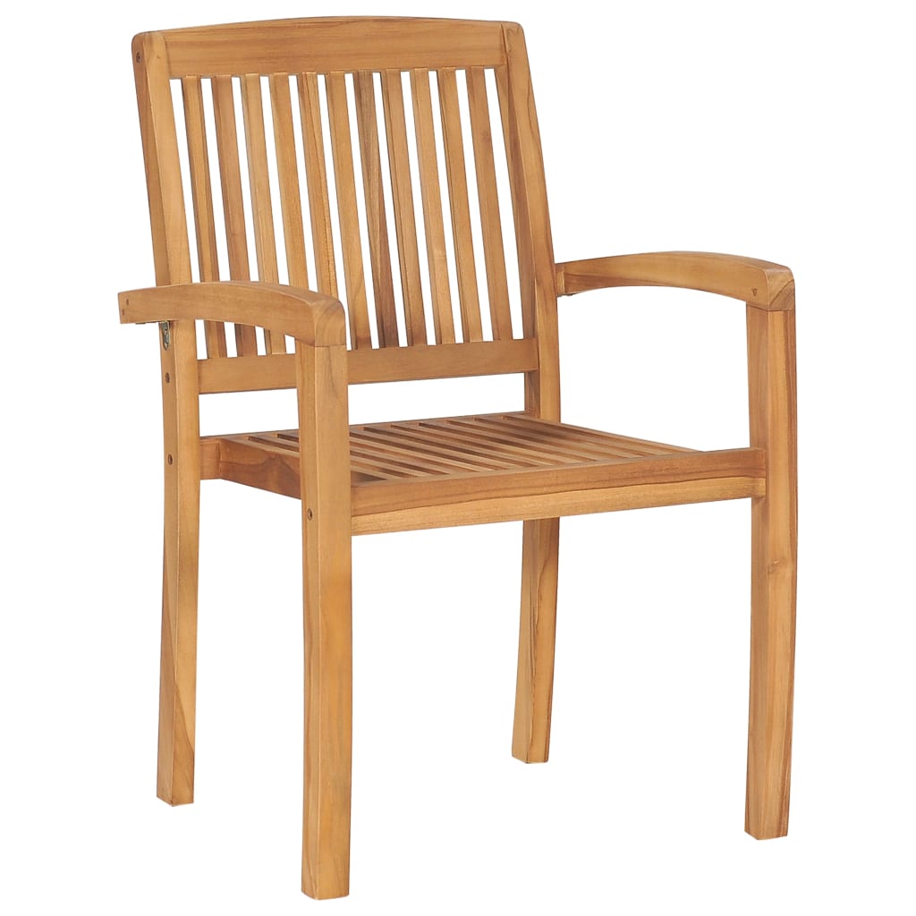 Cadeiras de jardim empiháveis c/ almofadões 8 pcs teca maciça