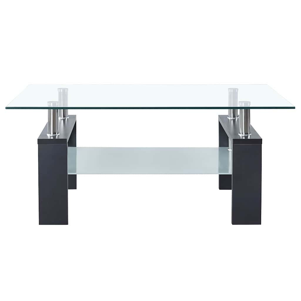 Mesa de centro 95x55x40 cm cinza vidro temperado transparente