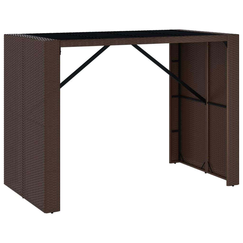 5 Pcs conjunto de bar p/ jardim c/ almofadões vime PE castanho