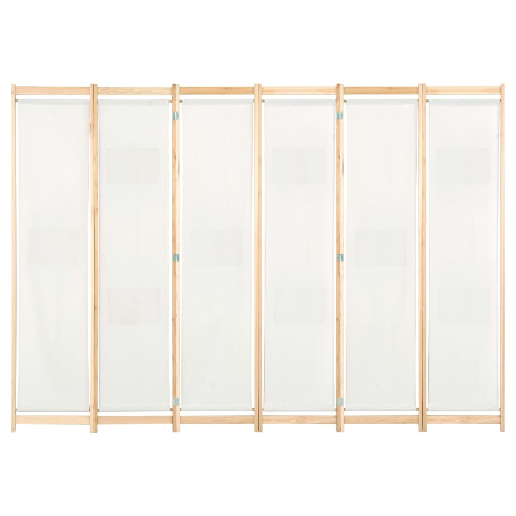 Divisória de quarto com 6 painéis 240x170x4 cm tecido cor creme