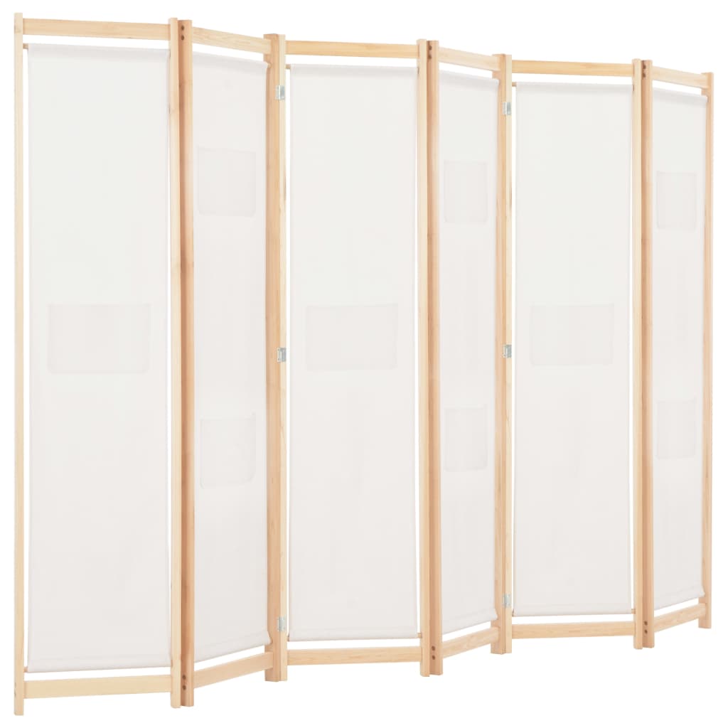Divisória de quarto com 6 painéis 240x170x4 cm tecido cor creme
