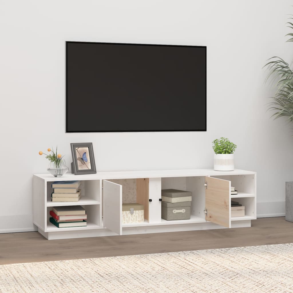 Móvel de TV 156x40x40 cm madeira de pinho maciça branco