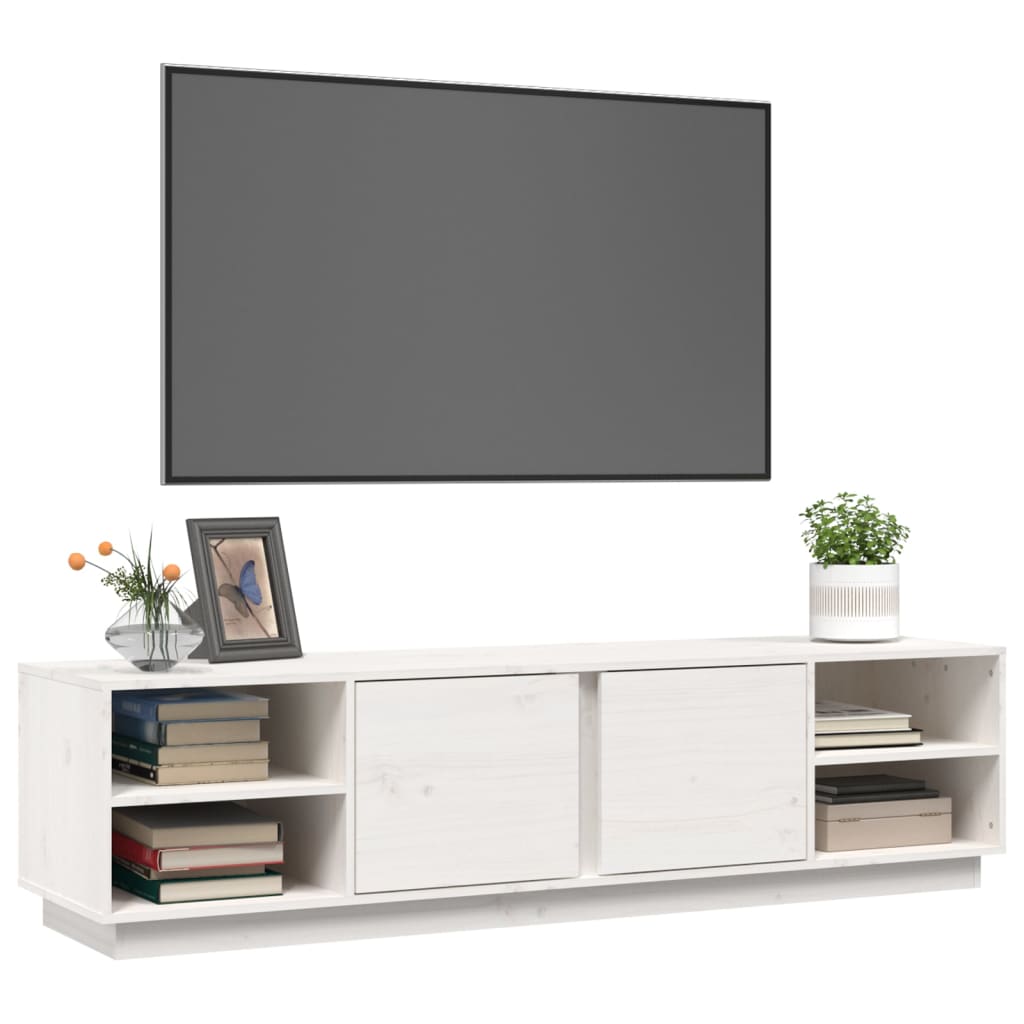 Móvel de TV 156x40x40 cm madeira de pinho maciça branco