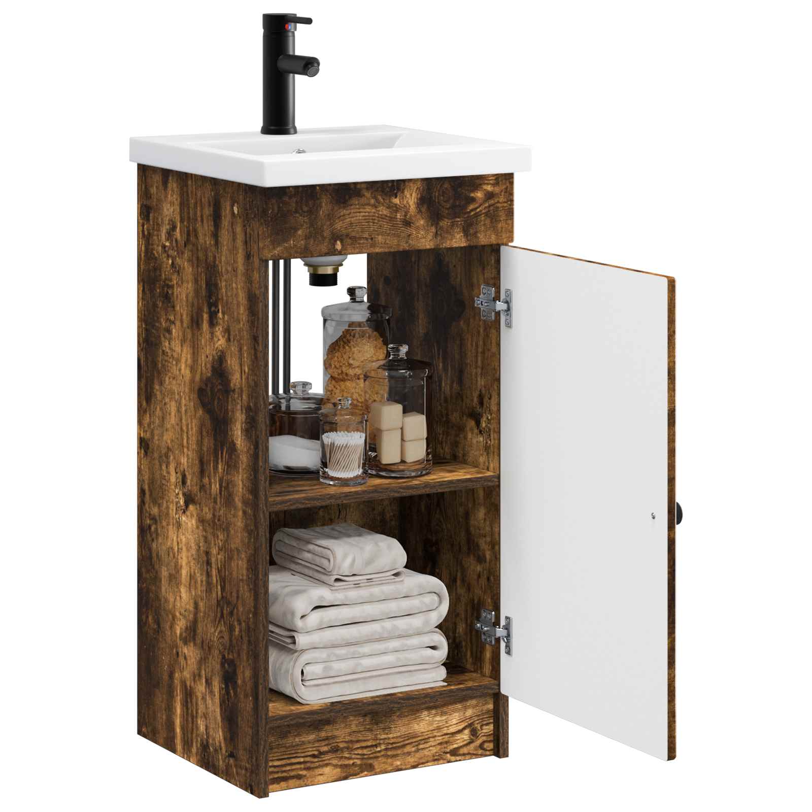 Gabinete de banheiro com pia carvalho fumado 42 x 40 x 84,5 cm
