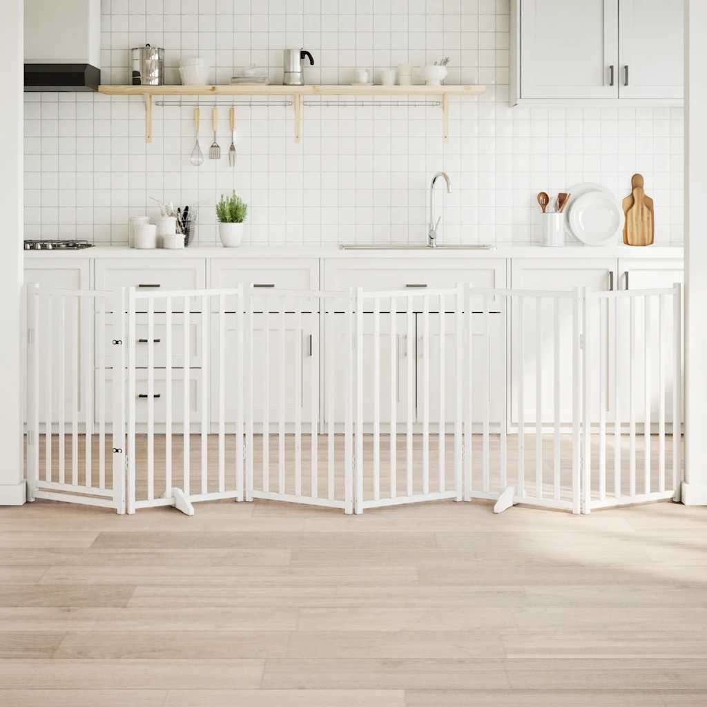 Portão p/ cães com porta dobrável 6 painéis 300 cm abeto branco