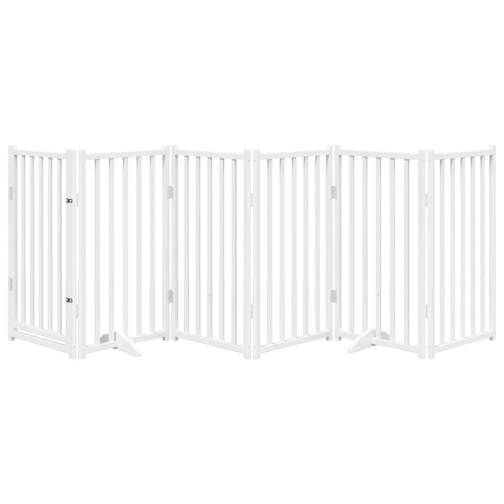Portão p/ cães com porta dobrável 6 painéis 300 cm abeto branco