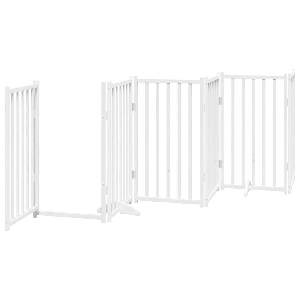 Portão p/ cães com porta dobrável 6 painéis 300 cm abeto branco