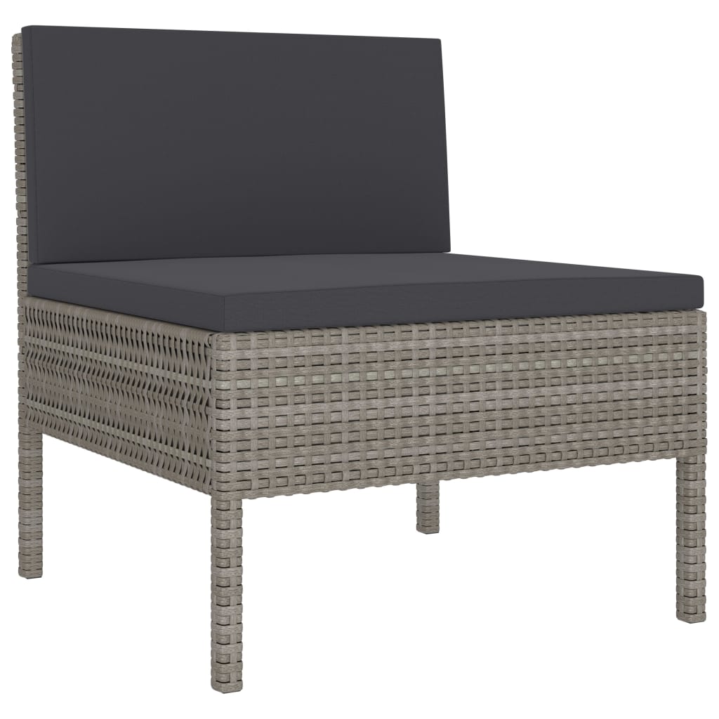 2 Pcs conjunto lounge de jardim c/ almofadões vime PE cinzento
