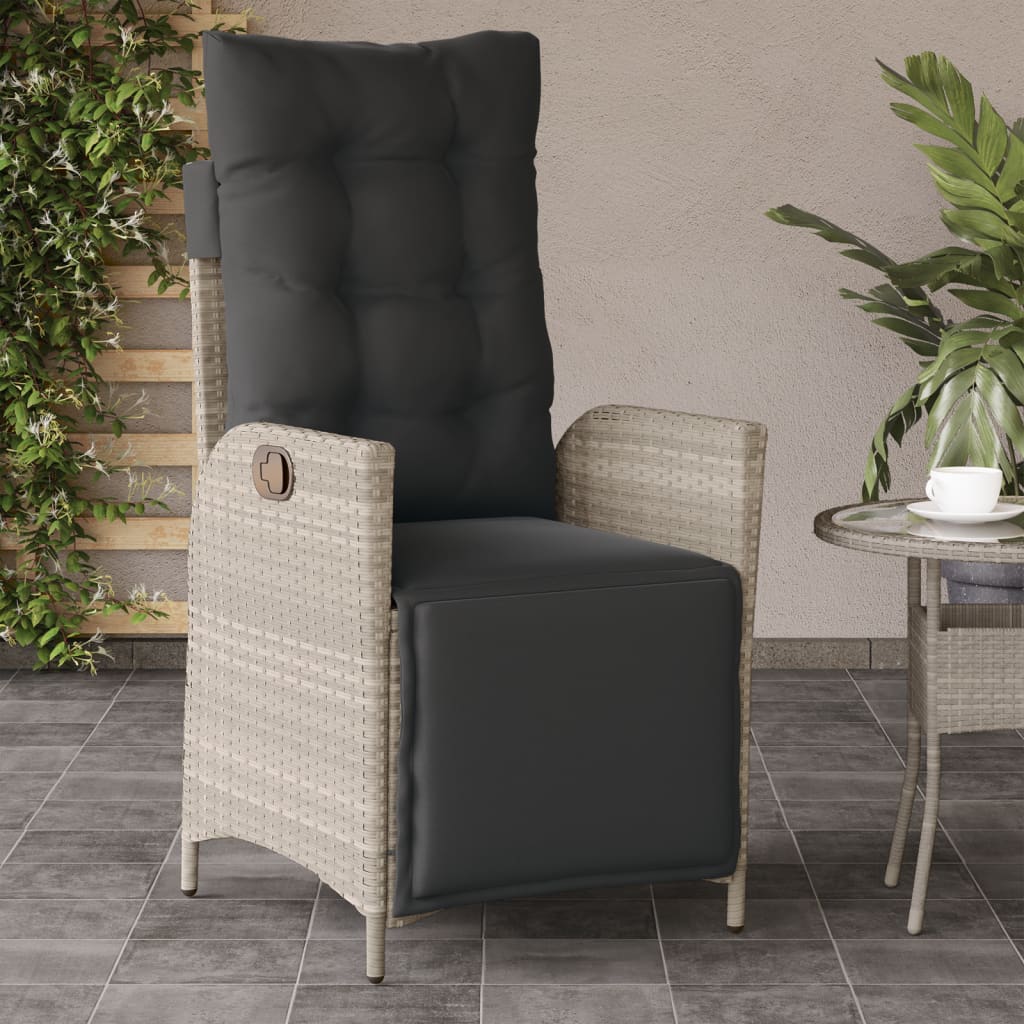 Cadeiras jardim reclináveis 2 pcs c/ apoio de pés cinza claro