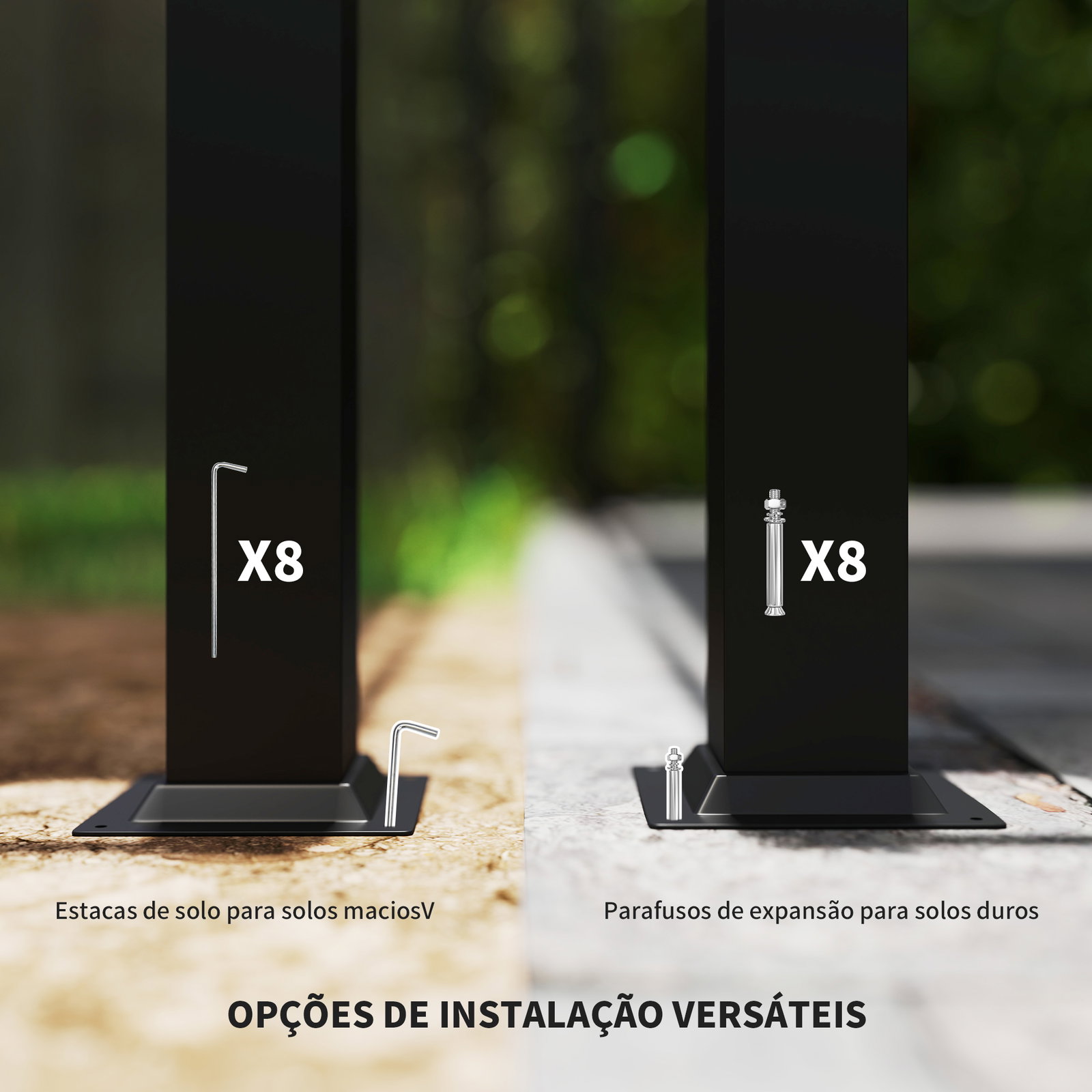 Pérgola de jardim 3x3 m com teto retrátil e acessório magnético proteção uv30+ colunas metálicas e ganchos cinzento
