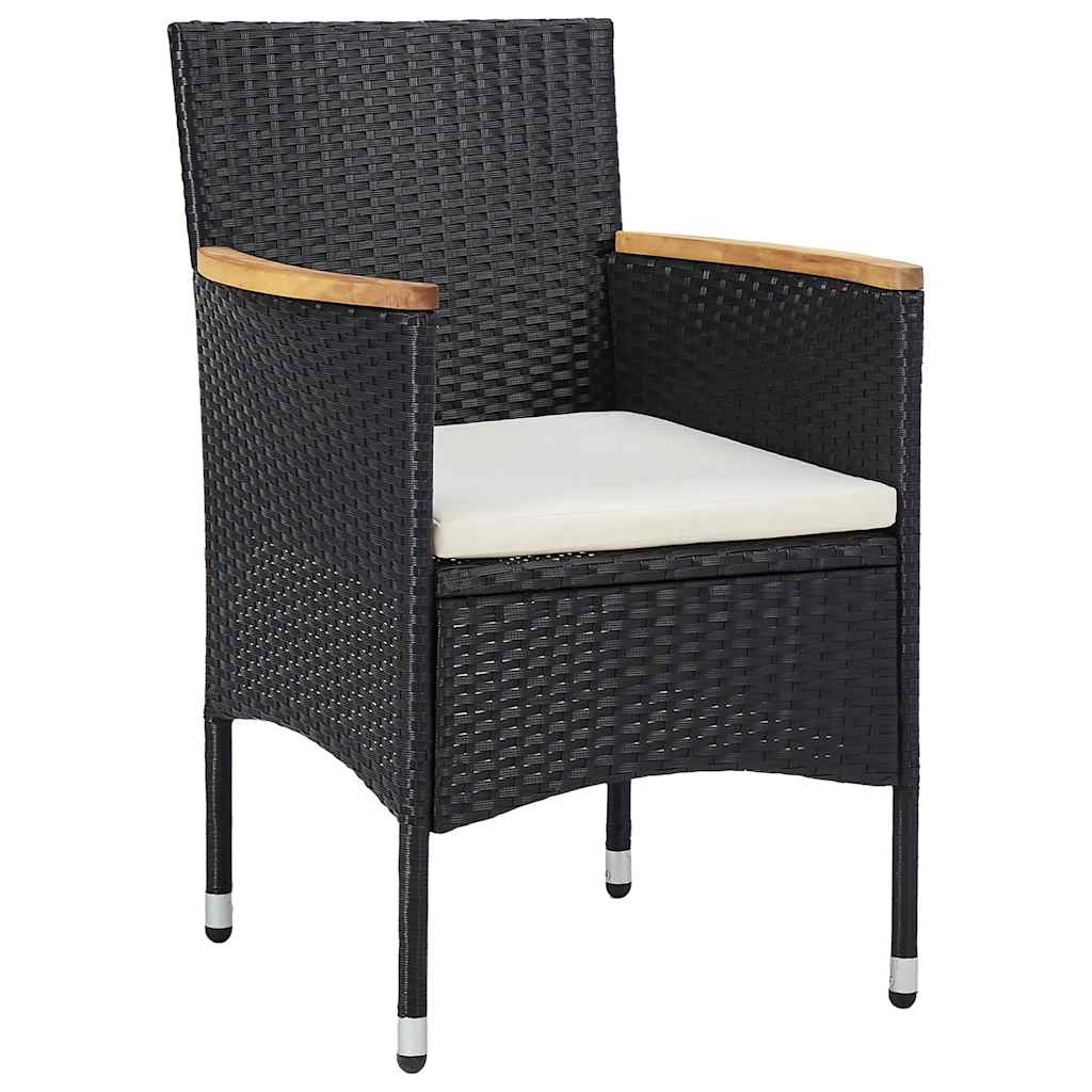 5 Pcs conjunto de jantar para jardim vime PE preto