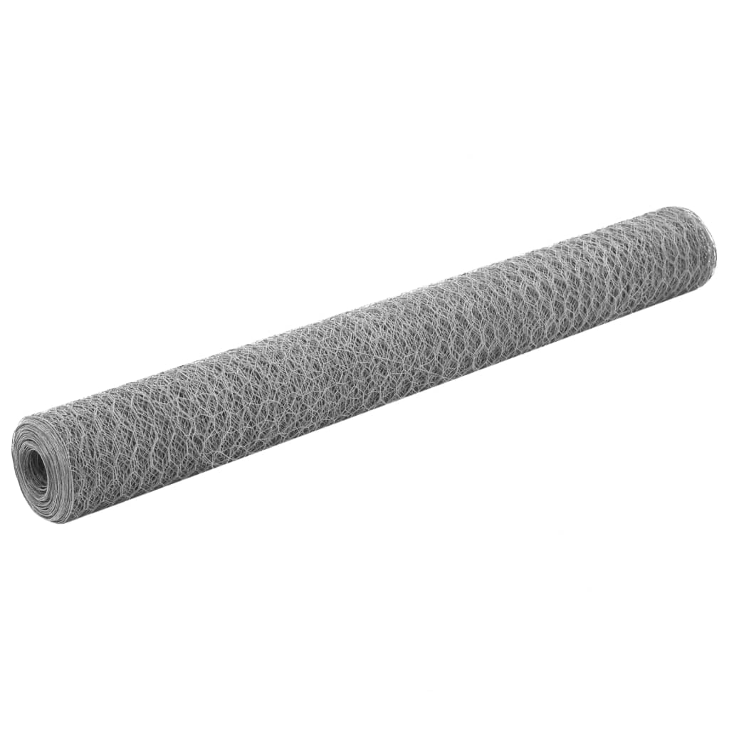 Rede de arame p/ galinheiro 25x1,2 m aço galvanizado prateado