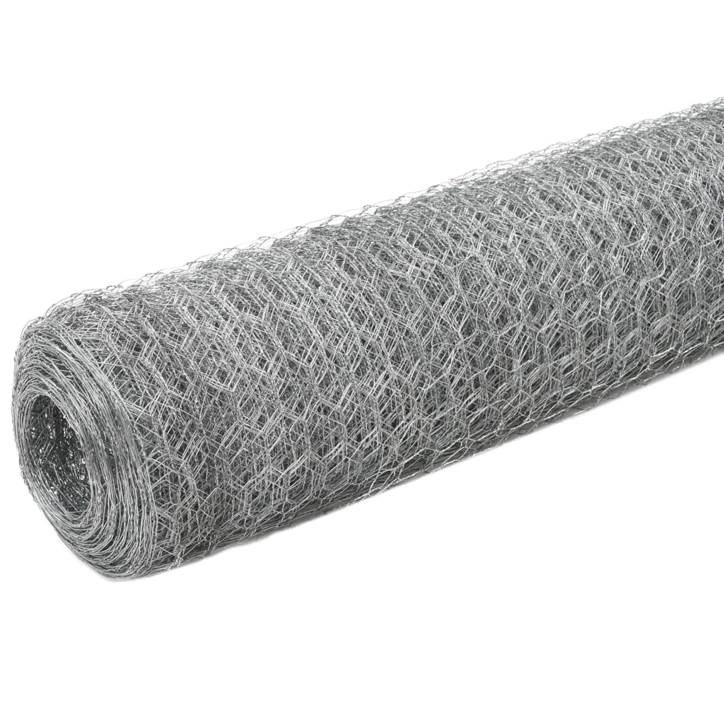 Rede de arame p/ galinheiro 25x1,2 m aço galvanizado prateado