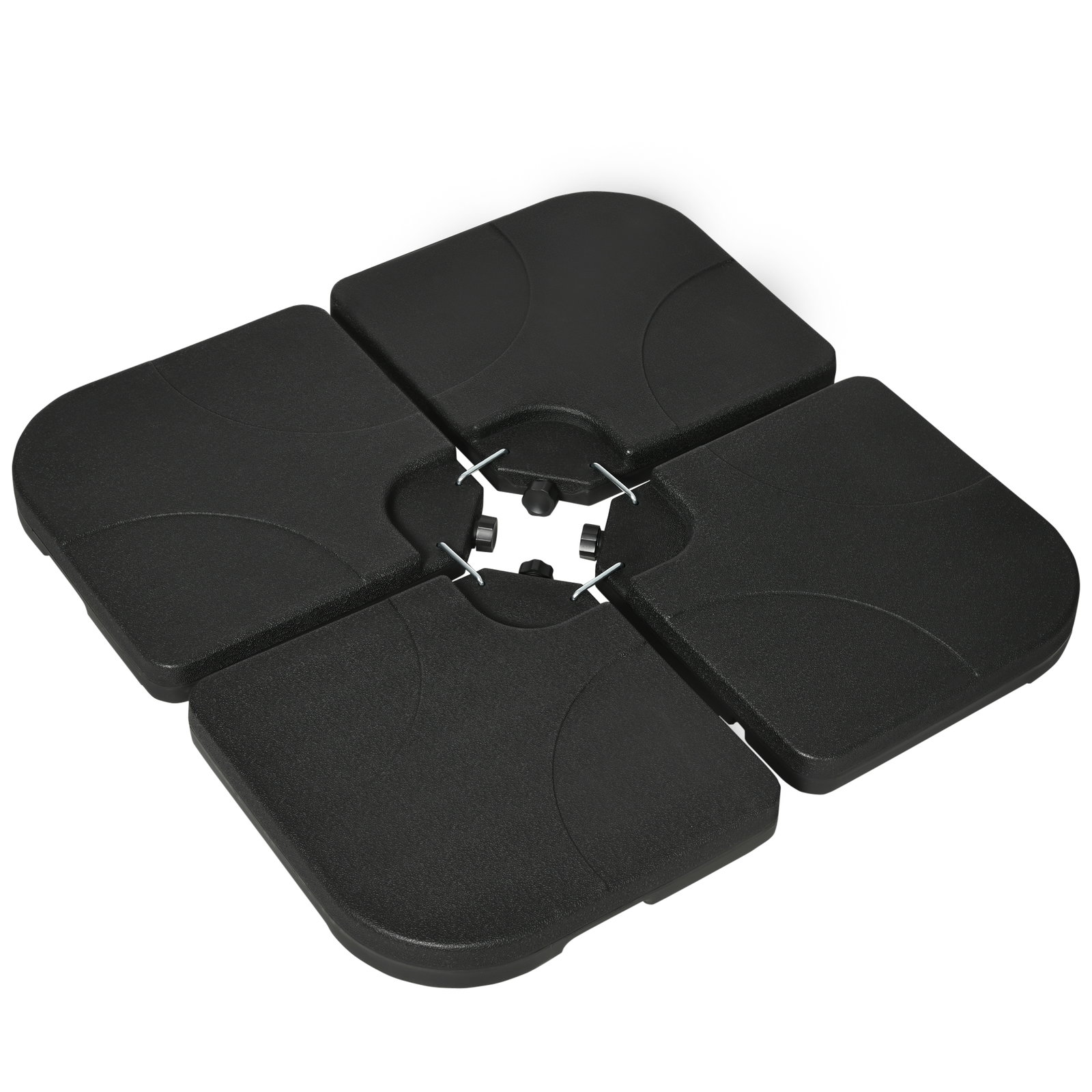 Conjunto de pesos para base de chapéu de sol de 4 peças preenchível com 15 litros de água ou 19,5 kg de areia preto