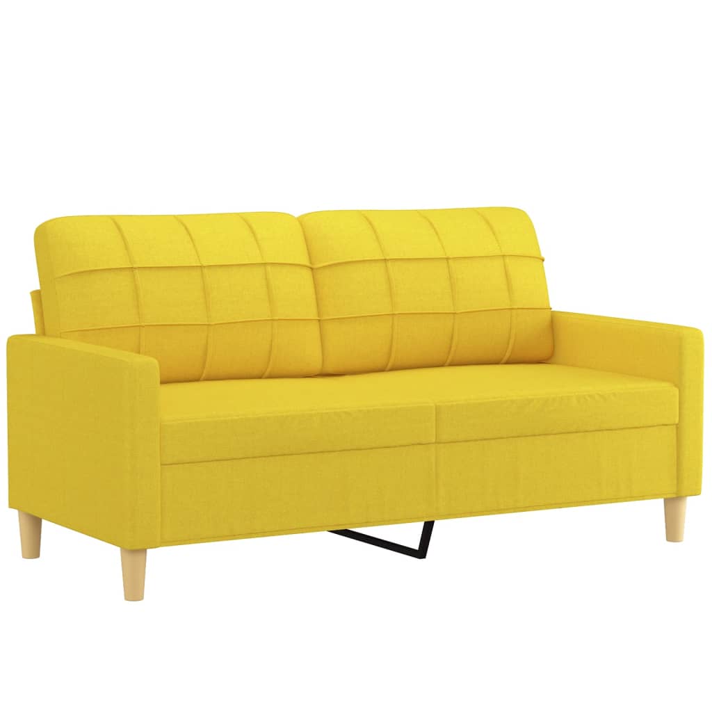 3 Pcs conjunto de sofás com almofadões tecido amarelo-claro