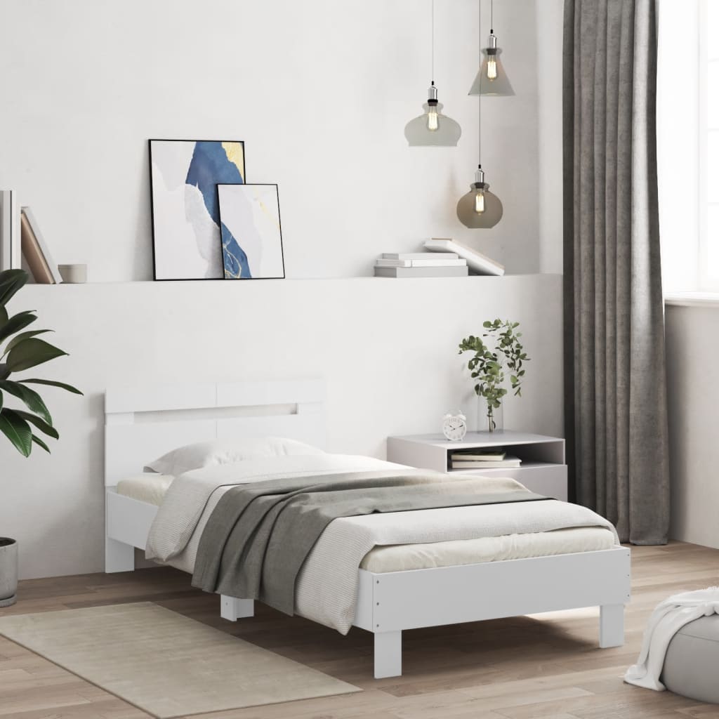 Estrutura cama c/ cabeceira 100x200 cm derivados madeira branco
