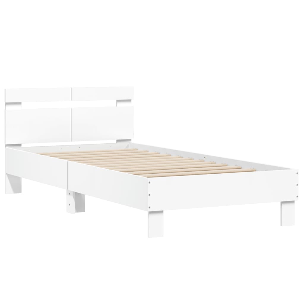 Estrutura cama c/ cabeceira 100x200 cm derivados madeira branco