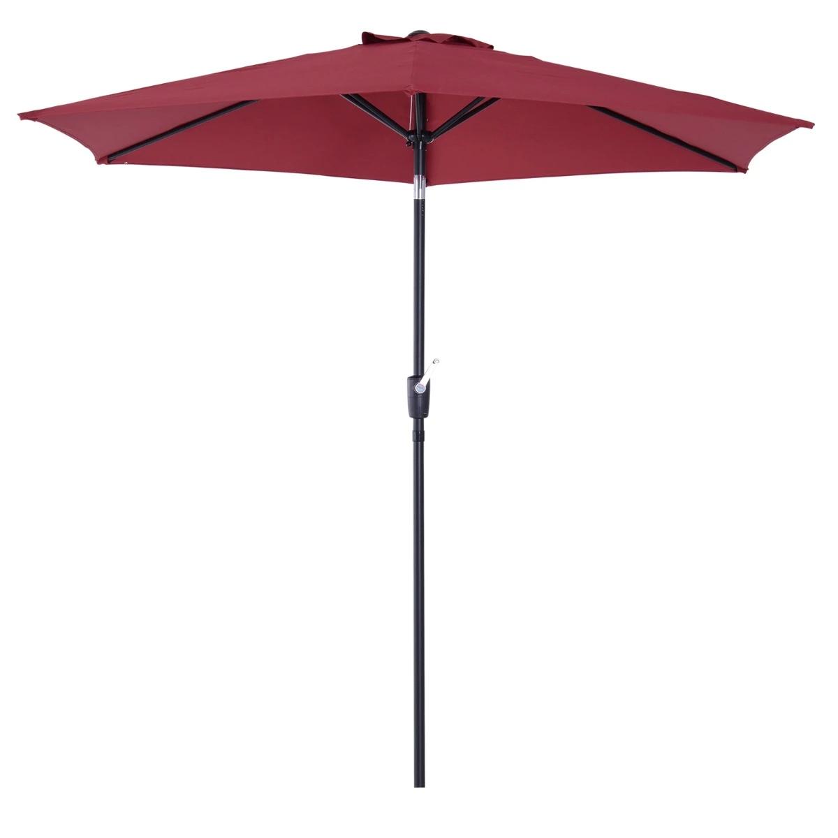 Chapéu de Sol de Jardim Ø270x235cm Chapéu de Sol de Alumínio Reclinável com Manivela e 6 Hastes para Terraço Exterior Balcão Ver