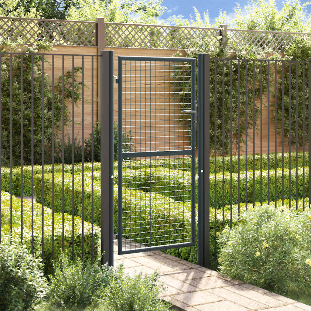 Portão de jardim em tela de aço galvanizado 100x175 cm cinza