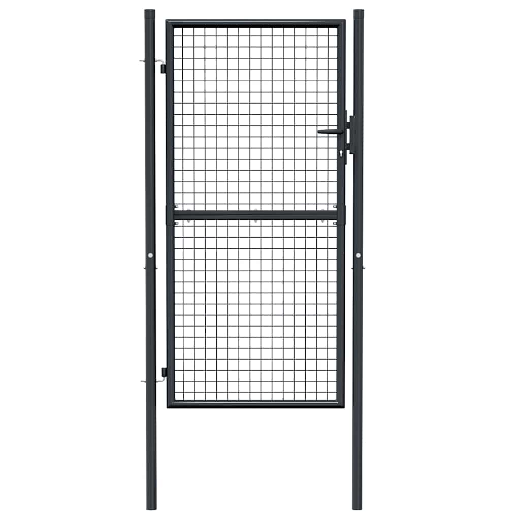 Portão de jardim em tela de aço galvanizado 100x175 cm cinza