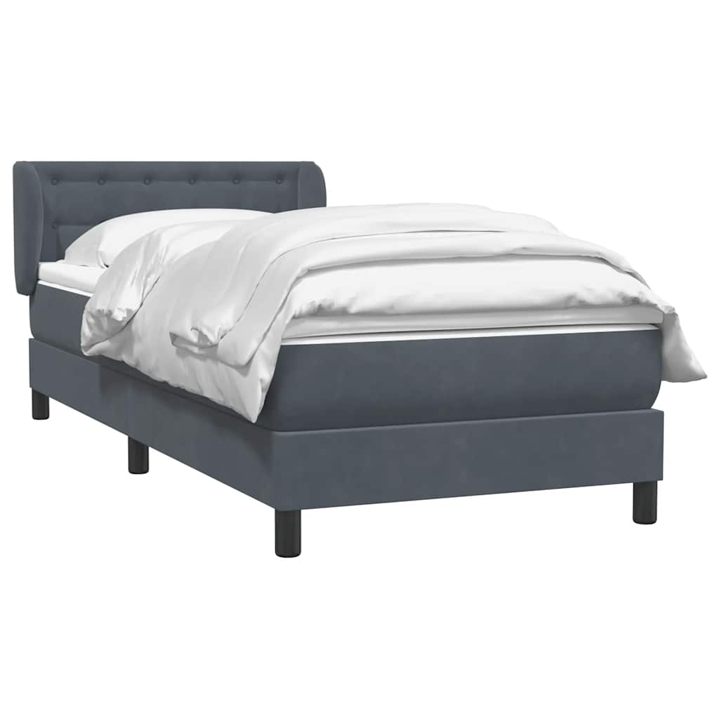 Cama com molas/colchão cinza-escuro 80x220 cm veludo