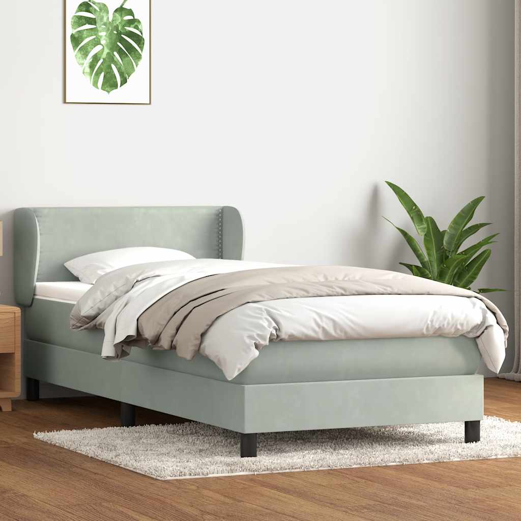 Cama com molas/colchão cinzento-claro 80x210 cm veludo