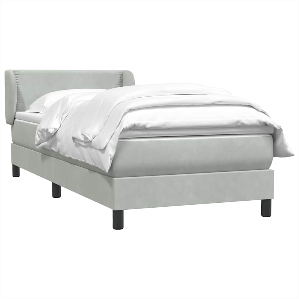Cama com molas/colchão cinzento-claro 80x210 cm veludo