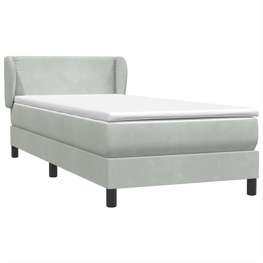 Cama com molas/colchão cinzento-claro 80x210 cm veludo