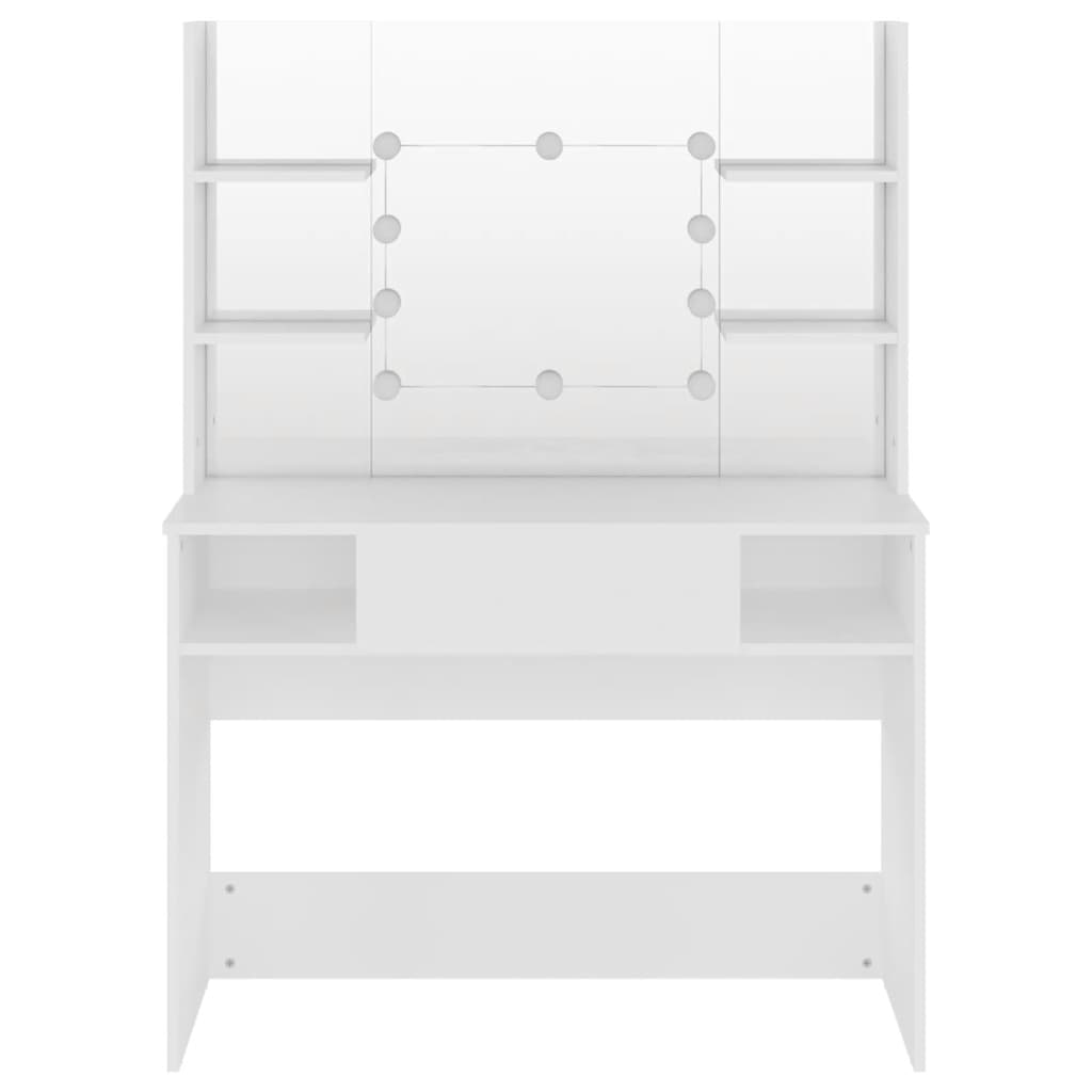 Mesa de maquilhagem c/ luzes LED 100x40x135 cm MDF branco